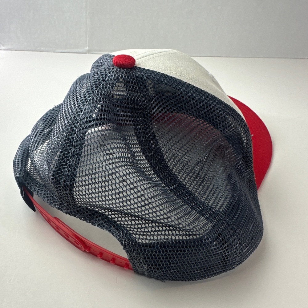 Patagonia Fitz Roy Bear Snapback Trucker Hat Mesh Off White Red Cap One Size - Picture 5 of 10